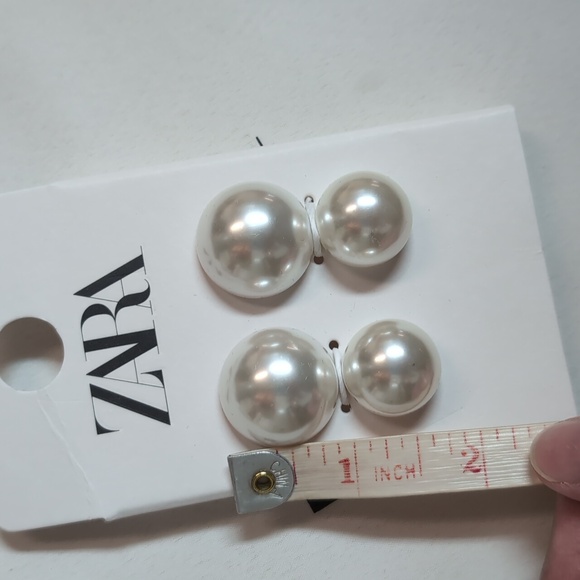 ZARA LARGE DOUBLE PEARL EARRINGS NWT - Picture 5 of 7